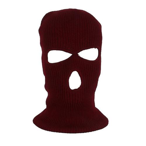 Femmes hommes plaine cagoule 3 trous masque couverture hiver chaud Ski tricot¿¿ chapeau rouge