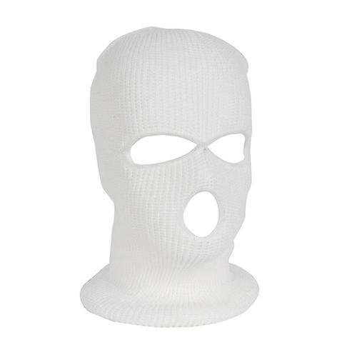 Femmes hommes plaine cagoule 3 trous masque couverture hiver chaud Ski tricot¿¿ chapeau blanc