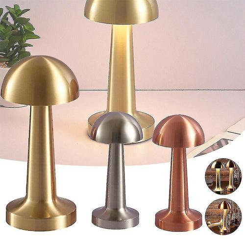 Lampe De Table Led En M¿¿Tal Rechargeable En Forme D'halt¿¿Re, Capteur Tactile, Lumi¿¿Re De Bureau, Chambre ¿¿ Coucher, Restaurant, Bar, D¿¿Cor Bronze