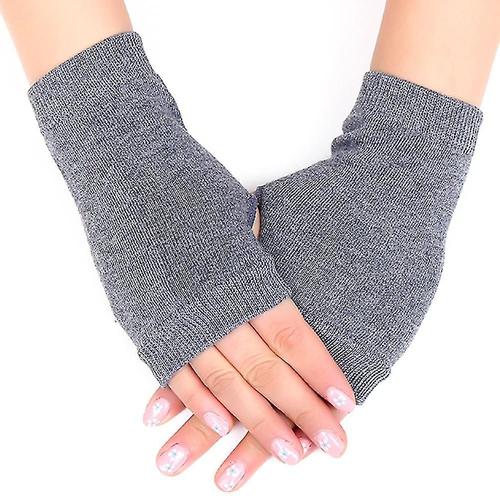 Femmes Hiver Poignet Plus Chaud Mitaines Gants Extensibles Manches Mitaines Gris