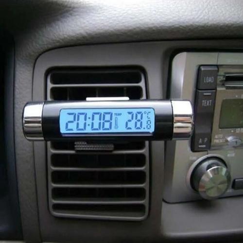 2 En 1 Voiture Véhicule Lcd Affichage Numérique Automobile Thermomètre Horloge Portable Voiture Évent Sortie