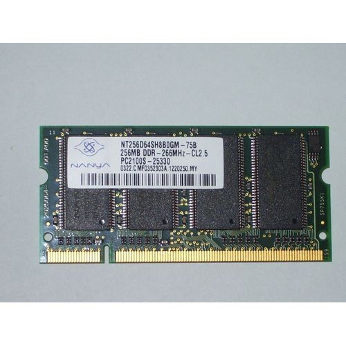 Nanya - Mémoire So-dimm - 256 Mo - PC2100 - DDR - 266MHZ - (ref NT256D64SH8B0GM-75B)