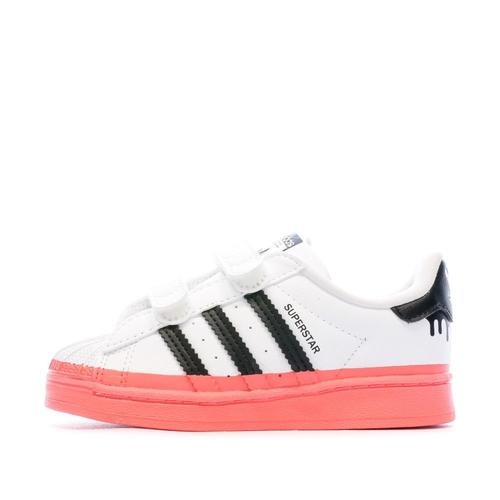 Baskets Blanches/roses Fille Adidas Superstar Cf