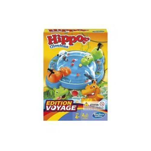 Hippos Gloutons Voyage, 2 Joueurs - Edition Francaise - Jeu Rigolo De Rapidite - Enfant 4 Ans - Set Jeu Societe Junior Et Carte Animaux