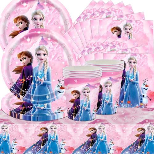 Princesse Vaisselle, 41 Pi¿¿Ces Vaisselle Anniversaire D¿¿Coration Avec Reine Des Neiges Kit Assiette Anniversaire Fille Nappe Assiettes Tasse Serviettes D¿¿Coration De F¿¿Te Pour 10 Enfants