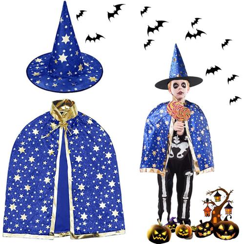 Costume de Sorci¿¿re D'halloween pour Enfants, Cape du Magicien D'halloween, Cape de sorcier de haute qualit¿¿, Cape et Chapeau de Sorci¿¿re, Costume pour F¿¿te de Cosplay D'halloween