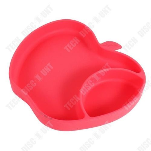 Td® Dessin Animé Pomme Enfants Silicone Assiette Ventouse Bébé Bébé Apprentissage Nourriture Cuillère Fourchette Ensemble