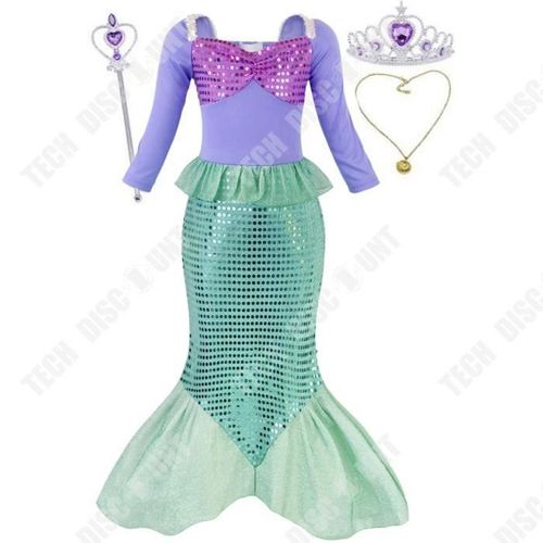 Td® Costume De Sirène À Sequins, Tenue Pour Fille, Robe De Princesse Sirène, Déguisement D'enfant Noël, Halloween, Anniversaire