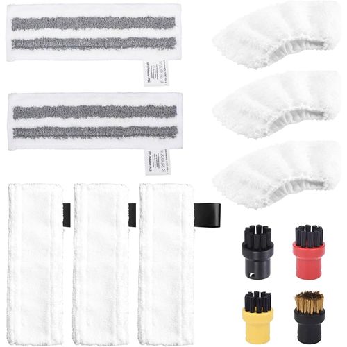 Microfibre pour Sol, pour Kärcher SC1 SC2 SC4 SC5, Lingettes Microfibres Vapeur Lavables, Lingettes Remplacement, avec 4 Pièces Brosses