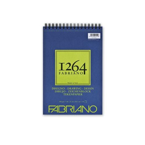 Fabriano 1264 Bloc Papier Dessin A4 180g - Spiral Haut - 50fl 21x29,7