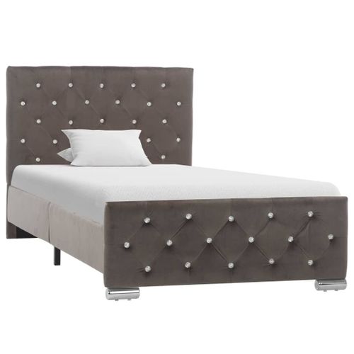 Cadre De Lit Gris Velours 90x200 Cm