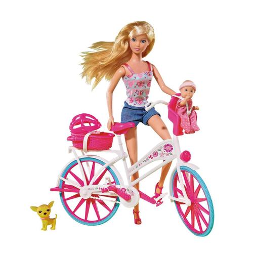 Simba,105739050 - Poupée Steffi Love - Balade À Vélo - Bébé Et Chien Inclus - 29 Cm