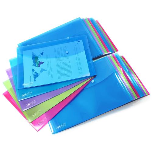 Pochettes - Bouton Pression - A4+ - Semi-Transparent - 25 Unités - Rapesco