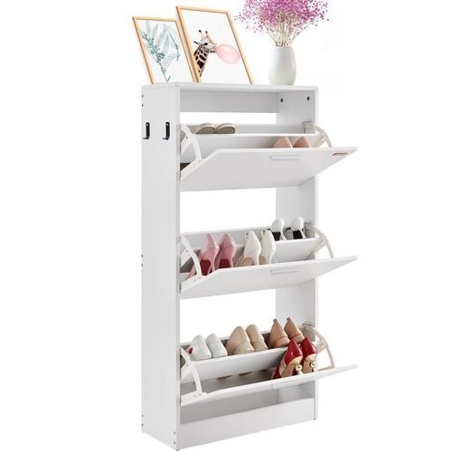 Armoire À Chaussures - Vevor - Meuble À Chaussures Range Chaussures Avec 3 Abattants Entrée Couloir