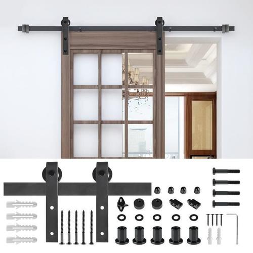 Aufun Kit de ferrures pour portes coulissantes 183 cmSystème de rails pour portes coulissantes avec rails coulissants suspendus