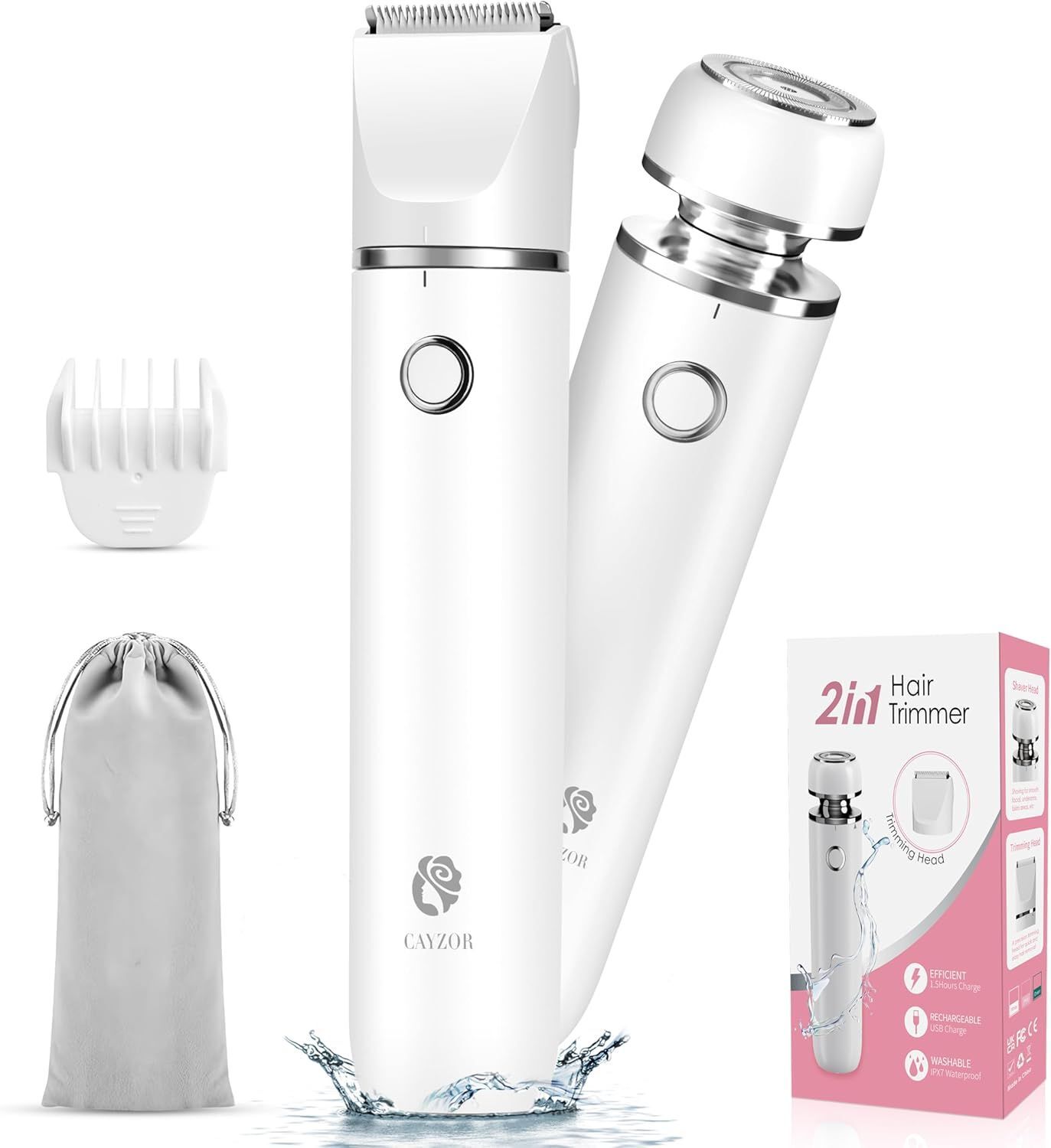 Rasoir Electrique Femme ¿ Tondeuse Électrique 2 En 1 Humide/Sèche S...