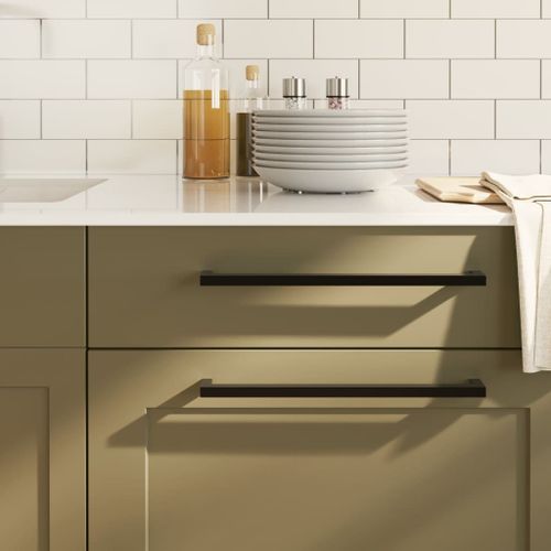 vidaXL Poignées d'armoire 5 pcs noir 320 mm acier inoxydable