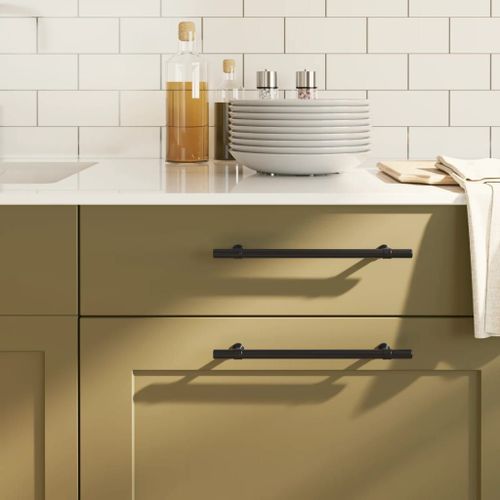 vidaXL Poignées d'armoire 5 pcs noir 192 mm acier inoxydable
