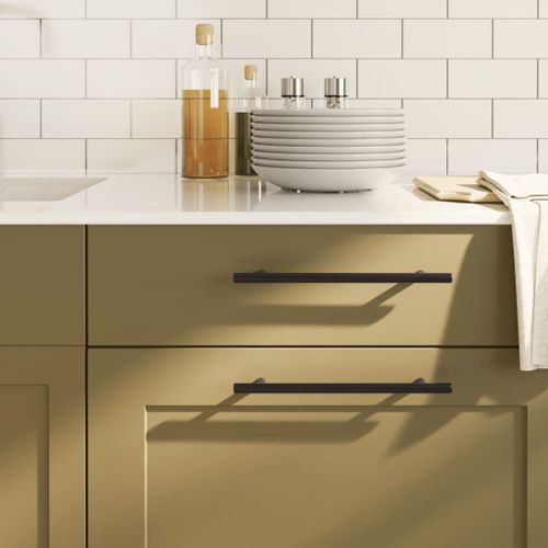 vidaXL Poignées d'armoire 10 pcs noir 192 mm acier inoxydable