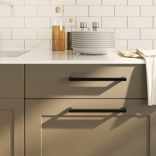 vidaXL Poignées d'armoire 20 pcs noir 224 mm acier inoxydable