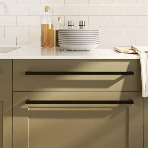 vidaXL Poignées d'armoire 5 pcs noir 480 mm acier inoxydable