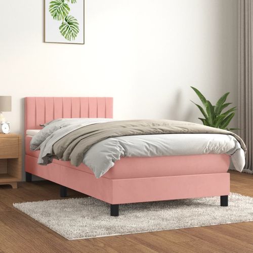 Vidaxl Lit À Sommier Tapissier Avec Matelas Rose 90x190 Cm Velours