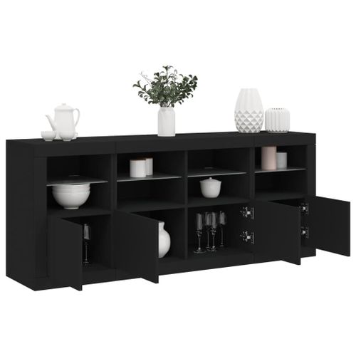 Vidaxl Buffet Avec Lumières Led Noir 163x37x67 Cm