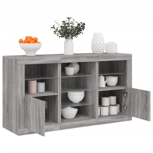 Vidaxl Buffet Avec Lumières Led Sonoma Gris 123x37x67 Cm