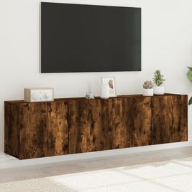 Vidaxl Meubles Tv Muraux 2 Pcs Chêne Fumé 80x30x41 Cm