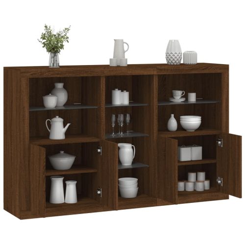Vidaxl Buffet Avec Lumières Led Chêne Marron 162x37x100 Cm