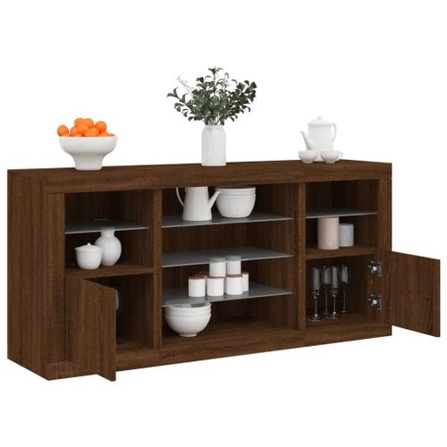 Vidaxl Buffet Avec Lumières Led Chêne Marron 142,5x37x67 Cm