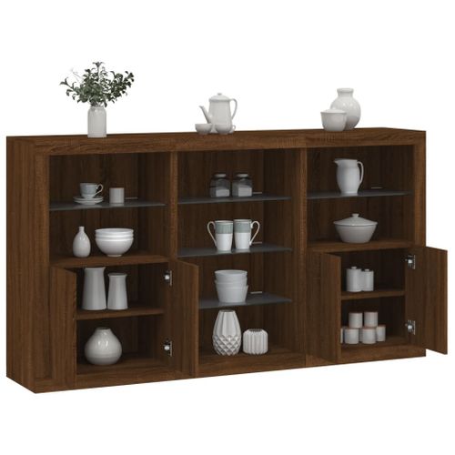 Vidaxl Buffet Avec Lumières Led Chêne Marron 181,5x37x100 Cm