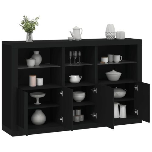Vidaxl Buffet Avec Lumières Led Noir 162x37x100 Cm