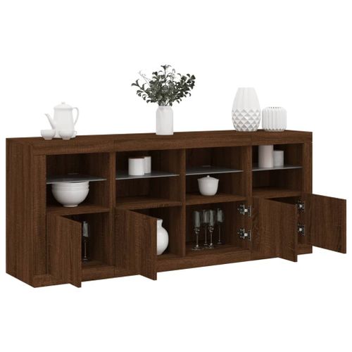 Vidaxl Buffet Avec Lumières Led Chêne Marron 163x37x67 Cm