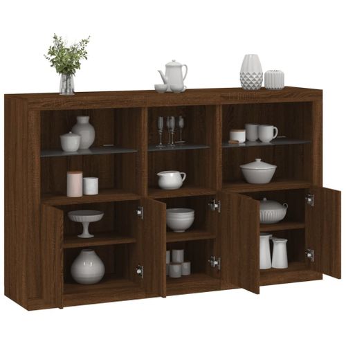 Vidaxl Buffet Avec Lumières Led Chêne Marron 162x37x100 Cm