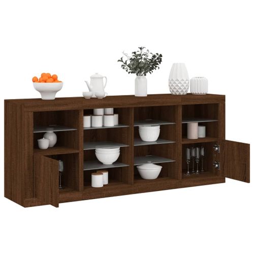 Vidaxl Buffet Avec Lumières Led Chêne Marron 163x37x67 Cm