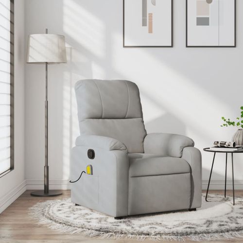 Vidaxl Fauteuil Inclinable De Massage Gris Clair Tissu Microfibre