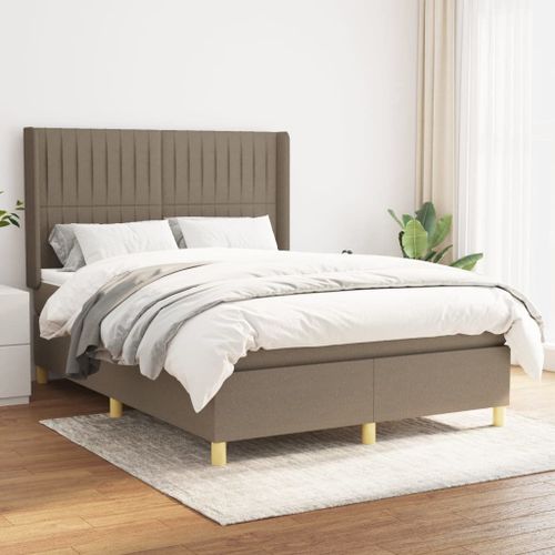 Vidaxl Lit À Sommier Tapissier Avec Matelas Taupe 140x190 Cm Tissu