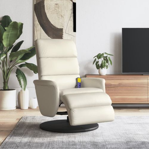 Vidaxl Fauteuil Inclinable De Massage Et Repose-Pieds Crème Similicuir