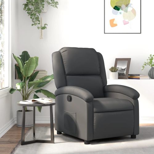 Vidaxl Fauteuil Inclinable Gris Cuir Véritable