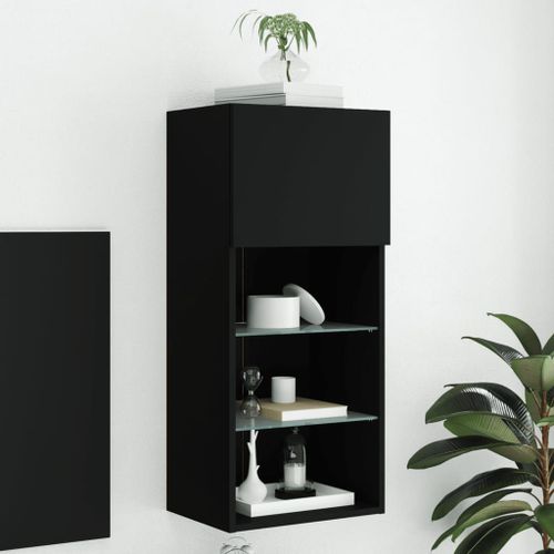Vidaxl Meuble Tv Avec Lumières Led Noir 40,5x30x90 Cm