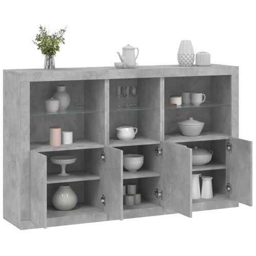 Vidaxl Buffet Avec Lumières Led Gris Béton 162x37x100 Cm