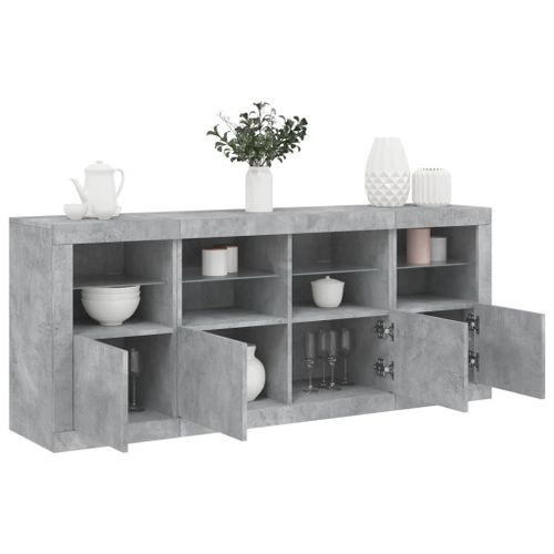 Vidaxl Buffet Avec Lumières Led Gris Béton 163x37x67 Cm