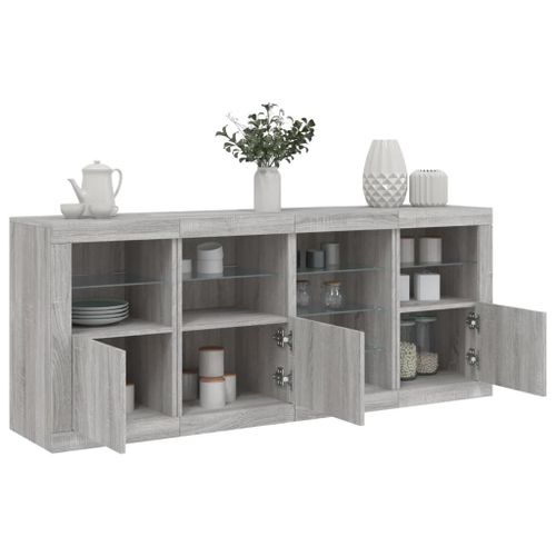 Vidaxl Buffet Avec Lumières Led Sonoma Gris 164x37x67 Cm