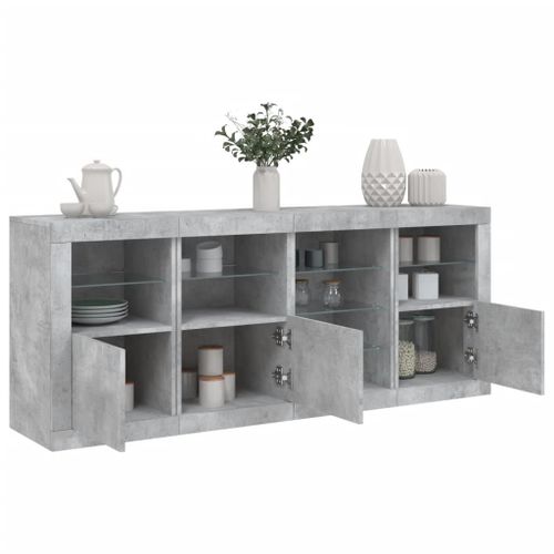 Vidaxl Buffet Avec Lumières Led Gris Béton 164x37x67 Cm
