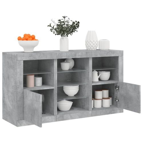 Vidaxl Buffet Avec Lumières Led Gris Béton 123x37x67 Cm