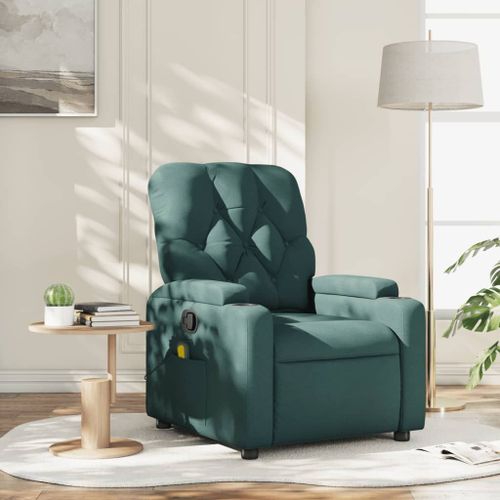 Vidaxl Fauteuil De Massage Inclinable Vert Foncé Tissu