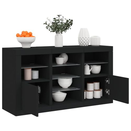 Vidaxl Buffet Avec Lumières Led Noir 123x37x67 Cm