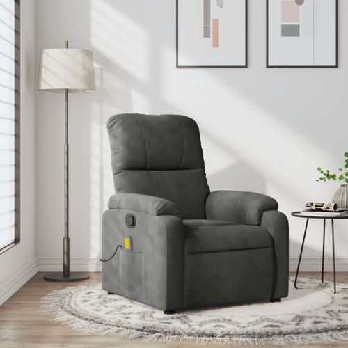 Vidaxl Fauteuil Inclinable De Massage Gris Foncé Tissu Microfibre