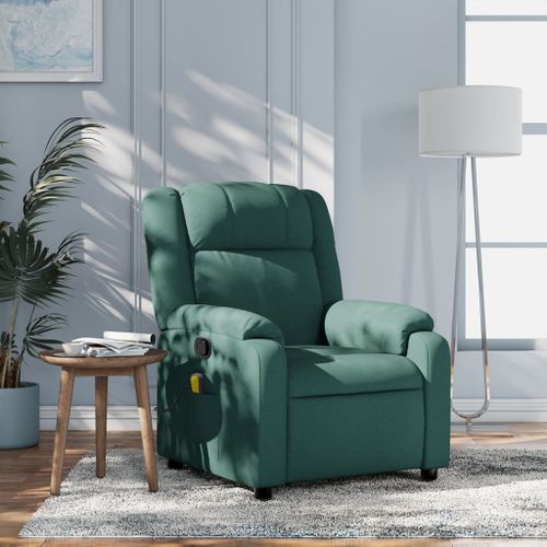 Vidaxl Fauteuil De Massage Inclinable Vert Foncé Tissu